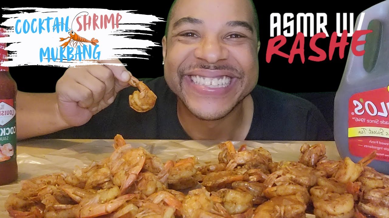 ASMR EATING COCKTAIL SHRIMP 🦐🥤| STEAMED SHRIMP W/ EXTRA OLD BAY SEASONING 🧂| RELAXING SHRIMP MUKBANG