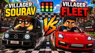 Minecraft Drag Race: Villager Sourav vs Villager Fleet 🧐