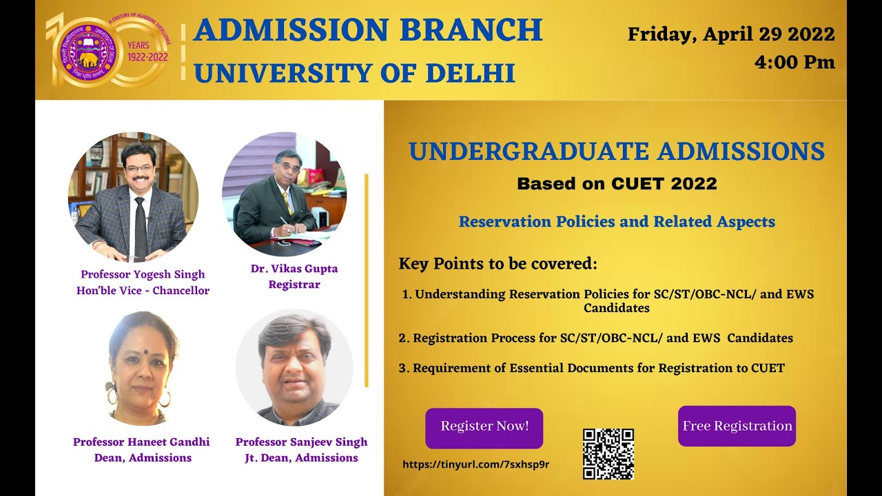 Webinar on Undergraduate Admissions based on CUET 2022-Reservation Policies and Related Aspects
