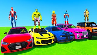 Spiderman Cars Race Challenge Over Container Rampa ! Superhero Car Hulk Goku Epic New Racing - Gta 5