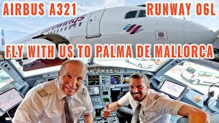 PALMA DE MALLORCA (PMI) | Airbus A321 | Approach Rwy 06L | Cockpit +  Pilots + Instruments + Charts