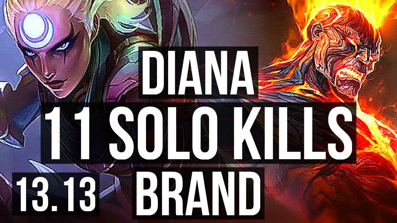 DIANA vs BRAND (MID) 11 solo kills, 800+ games, 1.4M mastery