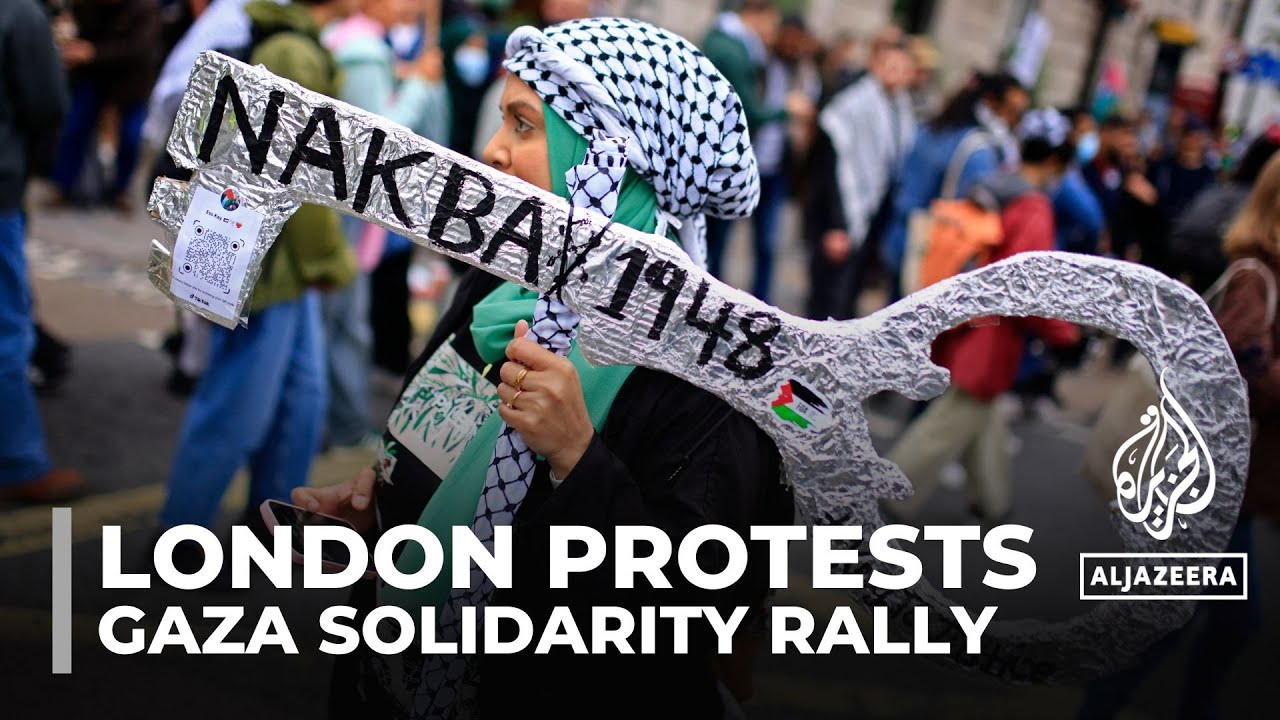 Pro-Palestine protesters rallied in London amid Israeli attacks