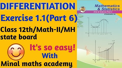 Differentiation Exercise 1.1(Part 6) class 12th MH.STATE Board New Syllabus