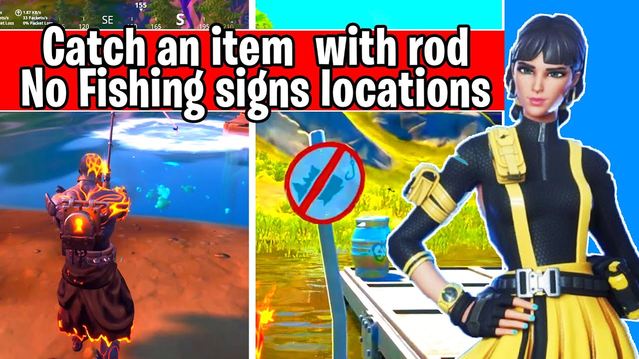 Catch an item with a Fishing Rod at different locations with No Fishing