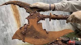 Restoration the axe of an ancient Roman warrior