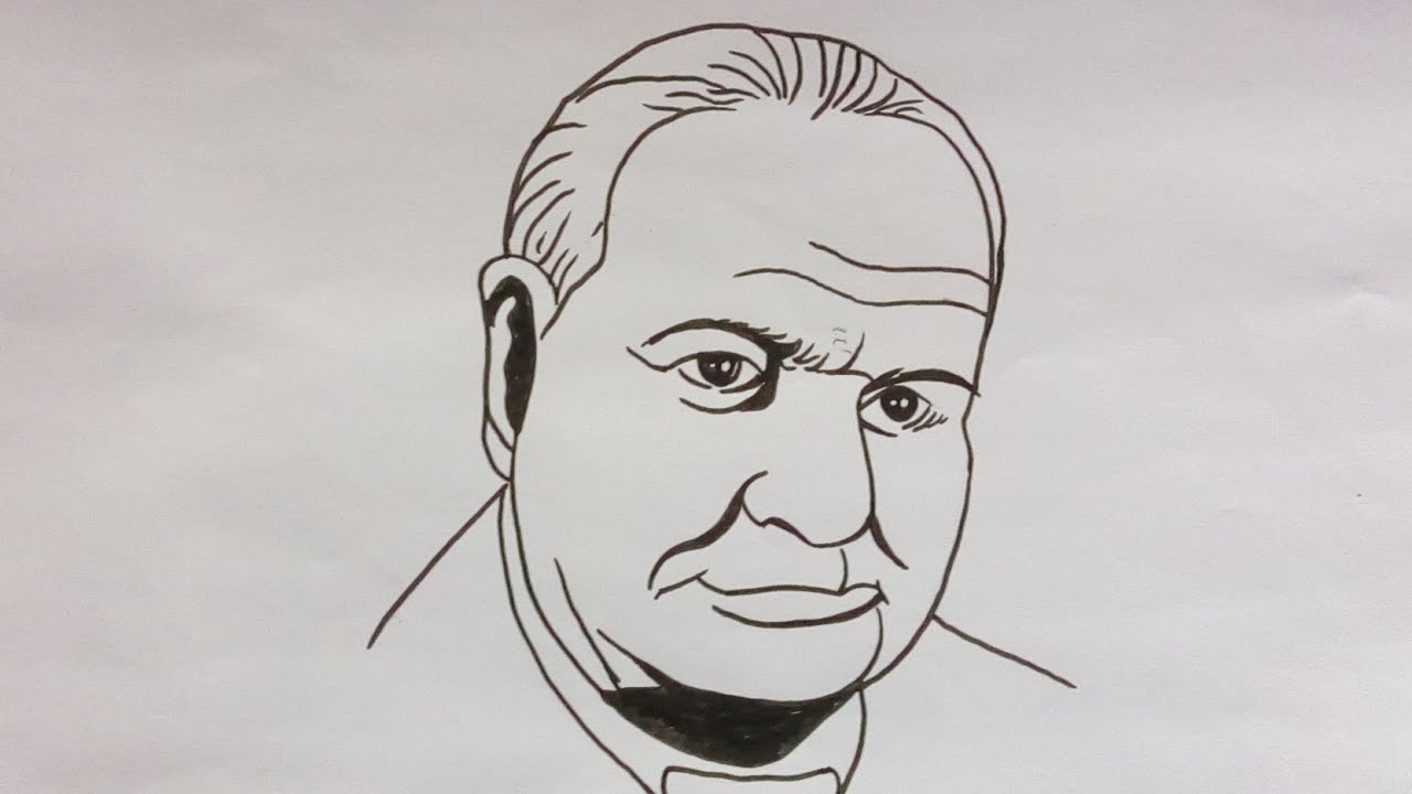 How to draw Sir Winston Leonard Spencer Churchill  Easy Drawing of Winston  Churchill  YouTube