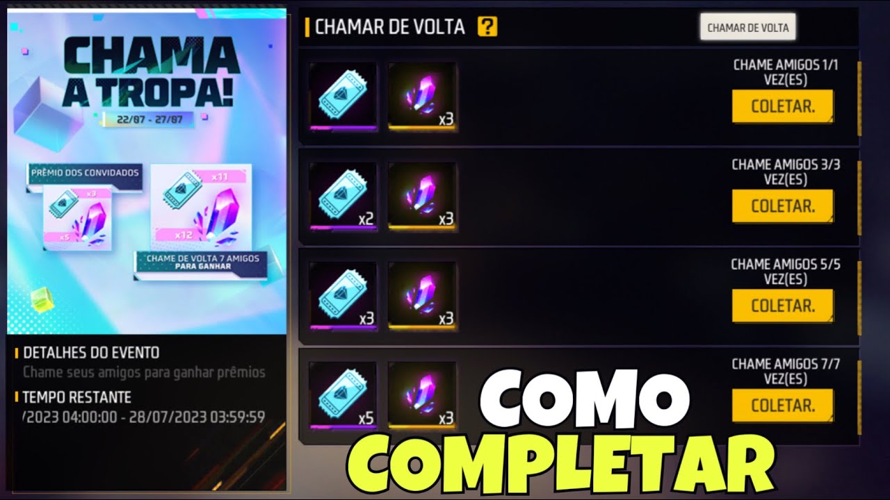 Chame de volta – Free Fire Suporte