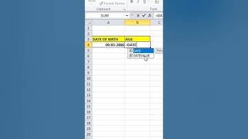 Calculate Age From Date of Birth in Excel #excel #shorts