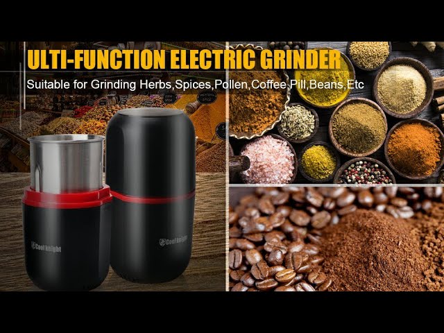 COOL KNIGHT Herb Grinder [large capacity/fast/Electric ]-Spice Herb Coffee  Grinder with Pollen Catcher/- 7.5 (Wood grain)