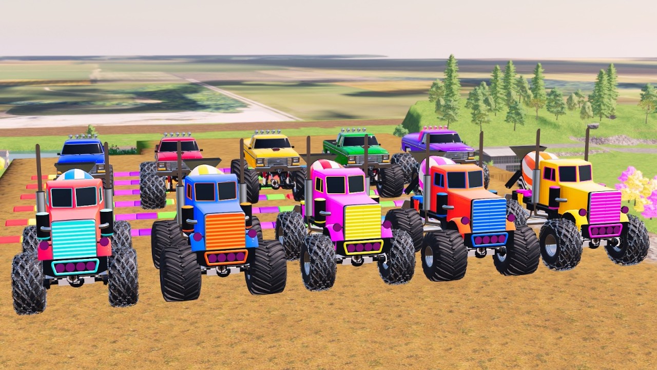 FS22 Extreme Cliff Challenge–Police Jeep Rubicon Pickups vs Impossible Color Bridge-Win or Fail! #2