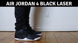 jordan 4 laser black on feet