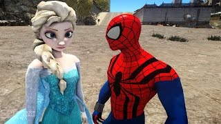 Spiderman vs Elsa The Snow Queen  Frozen