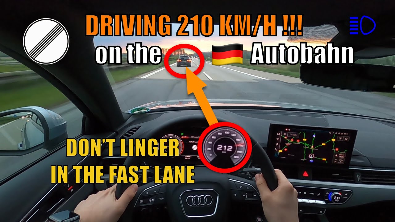DRIVING 210 KM/H on GERMAN AUTOBAHN - ENCOUNTERS with SLOW DRIVERS [NO ...