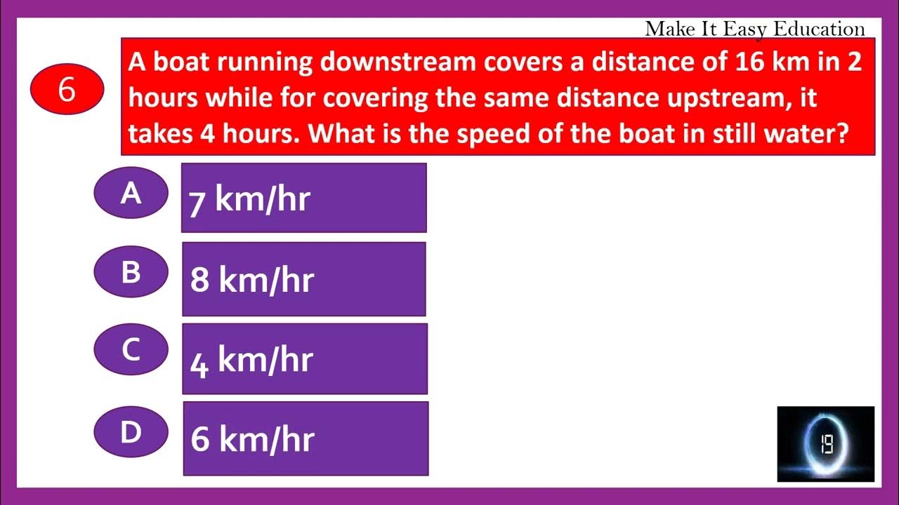 PROBLEMS ON BOATS AND STREAMS APTITUDE USEFUL FOR PLACEMENTS AND