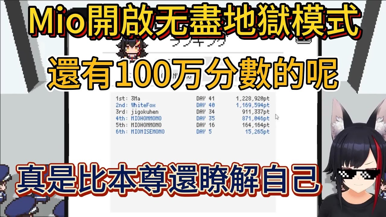 Mio開啟无盡地獄模式。甚至比不上粉絲的分數【中文翻譯/大神ミオ/OokamiMio/Mio/白上フブキ/shirakamifubuki/fbk】