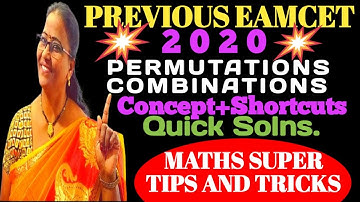 PREVIOUS EAMCET-2020 Permutations & Combinatns Shortcuts  @MATHSSUPERTIPSANDTRICKS