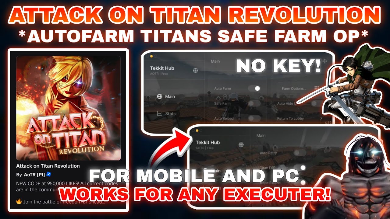 [Бесплатно]💥Скрипт Attack on Titan Revolution Pastebin **БЕЗ КЛЮЧА** AutoFarm Titan | Расширение ...