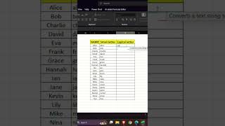 Excel trick to convert small and capital letter.#exceltip #excel #excelformula #exceltricks #vlookup