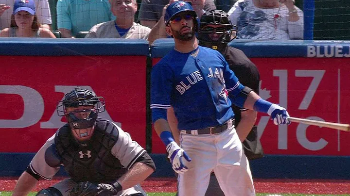 Bautista clubs a two-run shot to left field