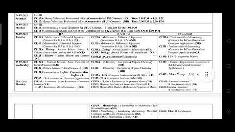 AP Rayalaseema University UG Degree 1st Sem Time Table 2021 / ap Ruk degree 1sem time table