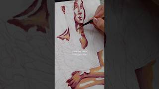 how I paint skin with gouache, a simple dark to light wet on wet technique #gouachepainting #artist
