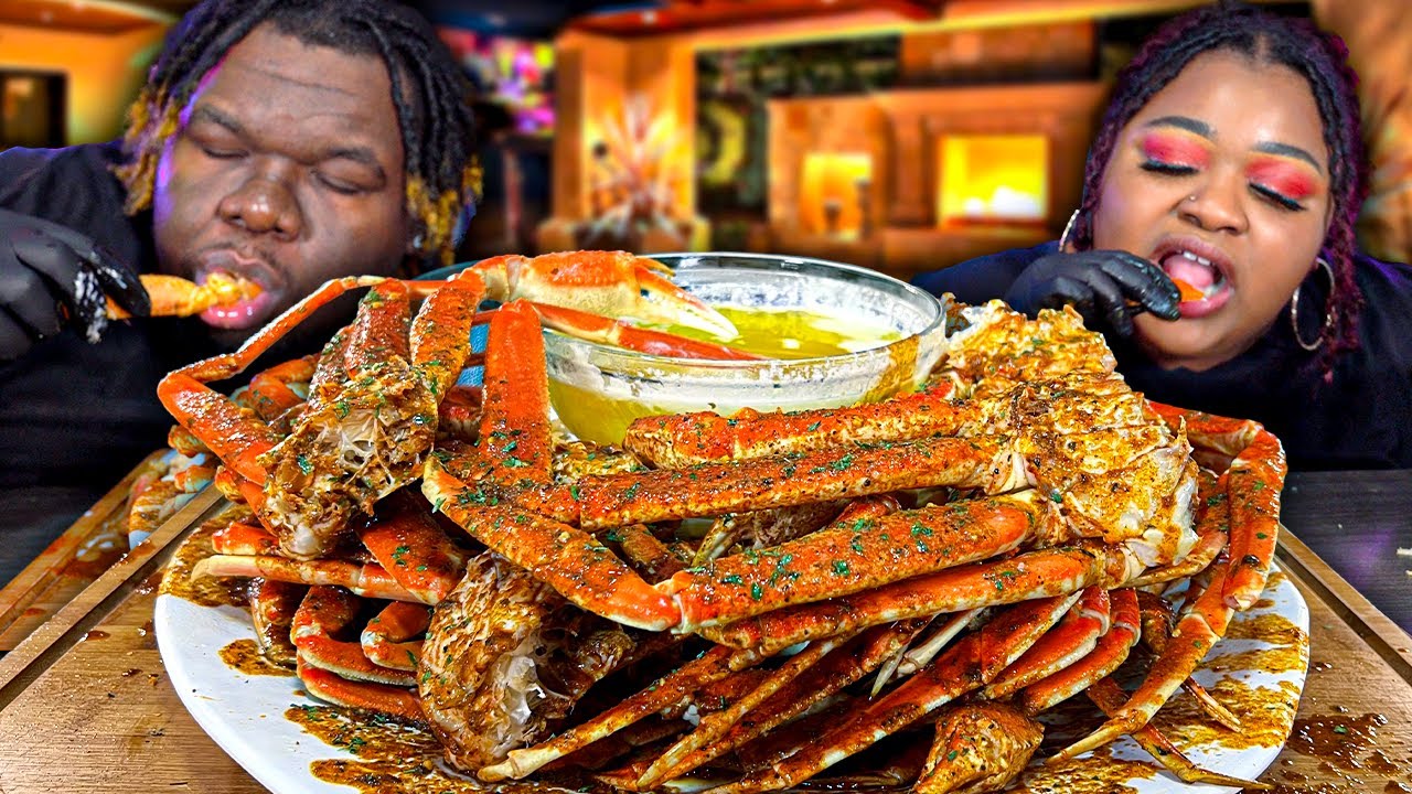 JUMBO SNOW CRAB LEGS DRENCHED IN SAUCE!!! | HASHTAG THE CANNONS | MUKBANG EATING SHOW!!