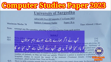 Today Ads part 2 computer studies paper 2023 Sargodha university #uos #bsc_exam #ads