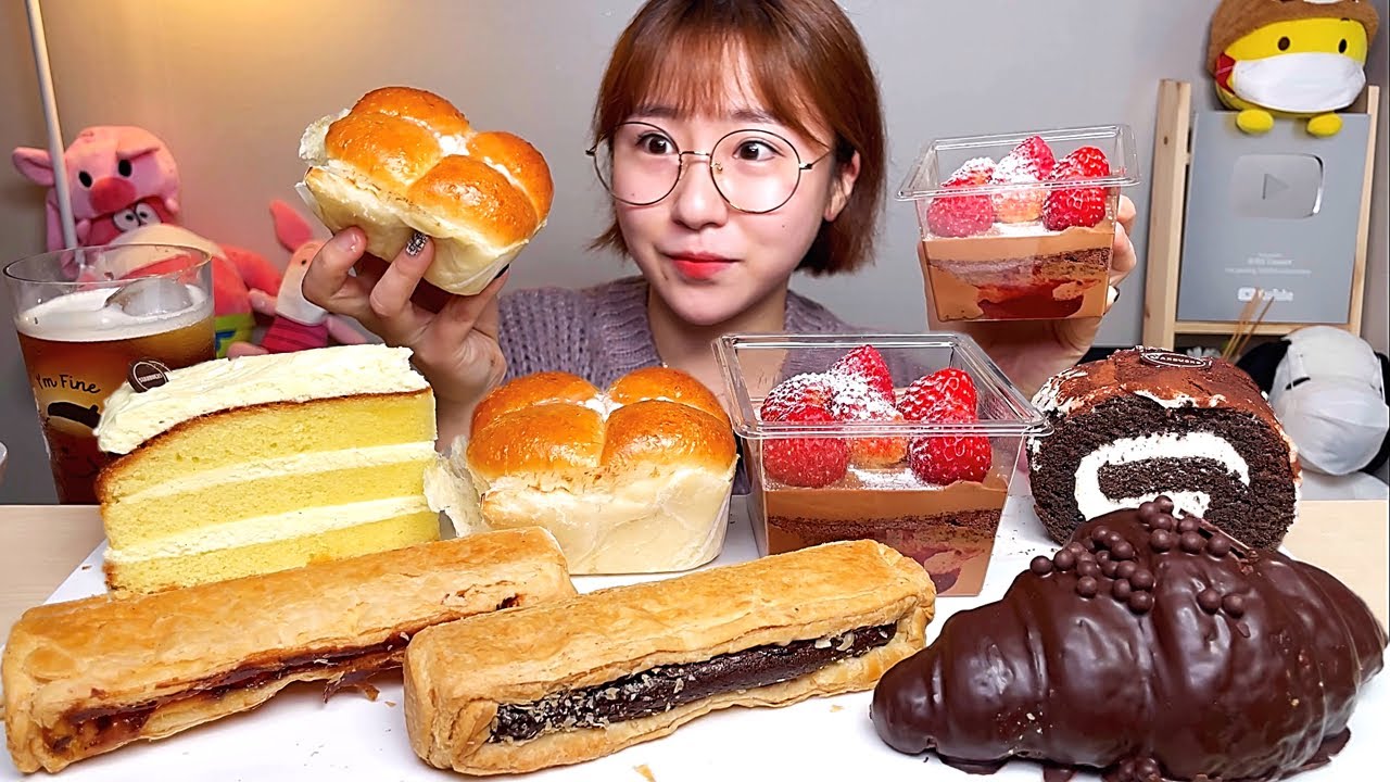 스타벅스 디저트 빵 타르트 케이크 크루아상 롤 디저트 먹방 Dessert Mukbang