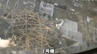 福島第１原発空撮映像＝自衛隊ヘリから東京電力社員が撮影