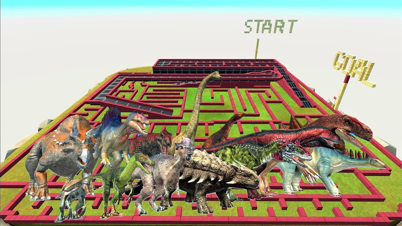 Dinosaur speed race. A course that runs around the field! | Animal Revolt Battle Simulator