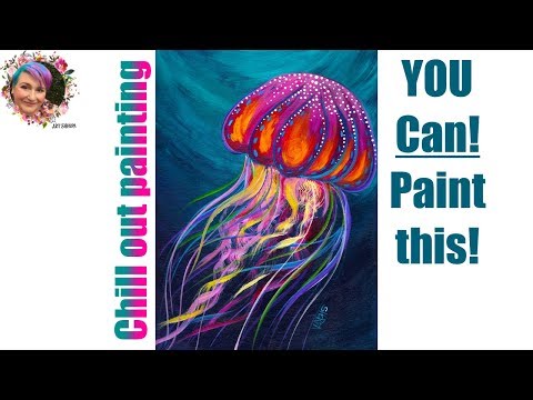 Jellyfish Easy Mellow Step by step Painting in acrylic🎨🐙  Live streaming