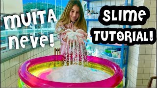 ADICIONANDO MUITA NEVE NA SLIME GIGANTE ! DIY CLOUD SLIME ! ADDING TO MUCH INSTANT SNOW INTO SLIME !