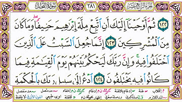 القرآن الكريم مقسم صفحات   الشيخ حاتم فريد   سورة النحل   صفحة 281 مكتوبة   مصحف التجويد الملون 720p
