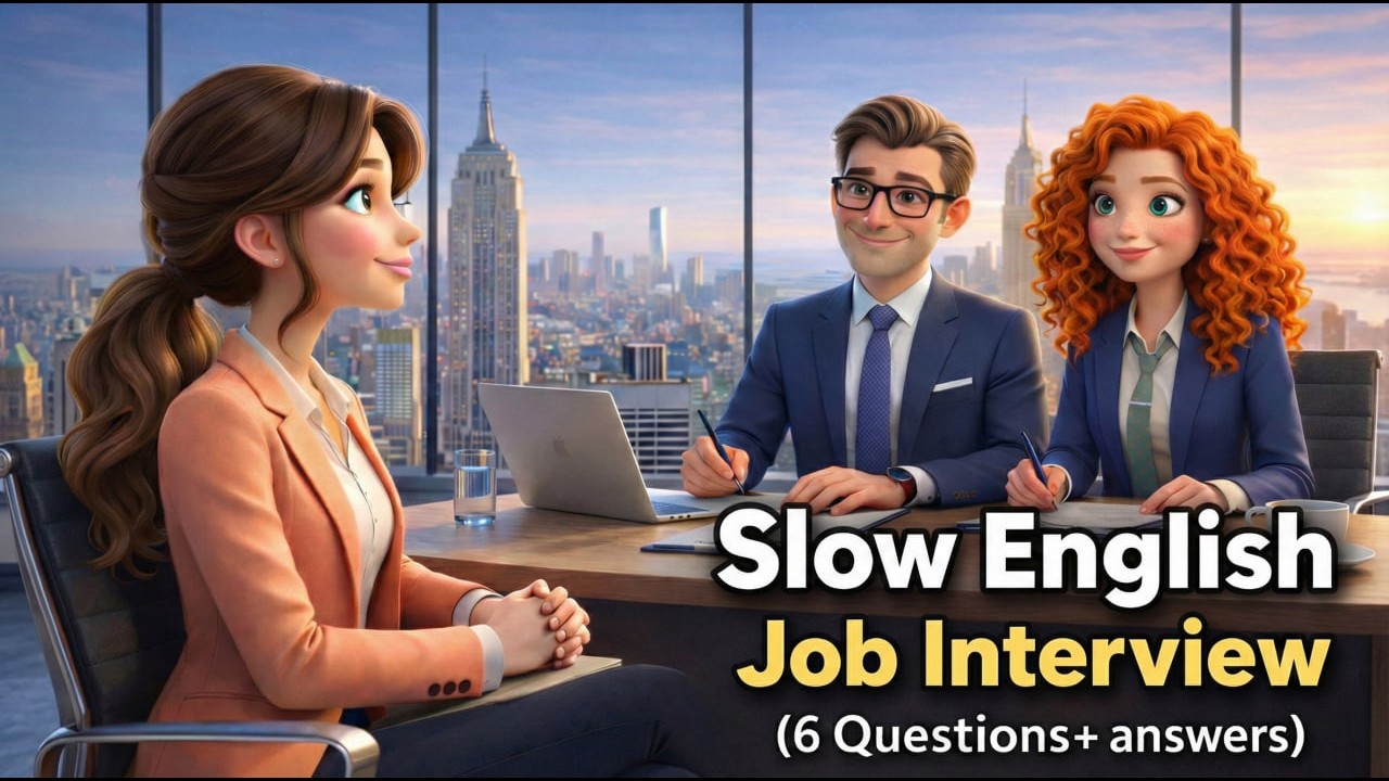 Job Interview (Slow & Easy English) | Questions + Answers