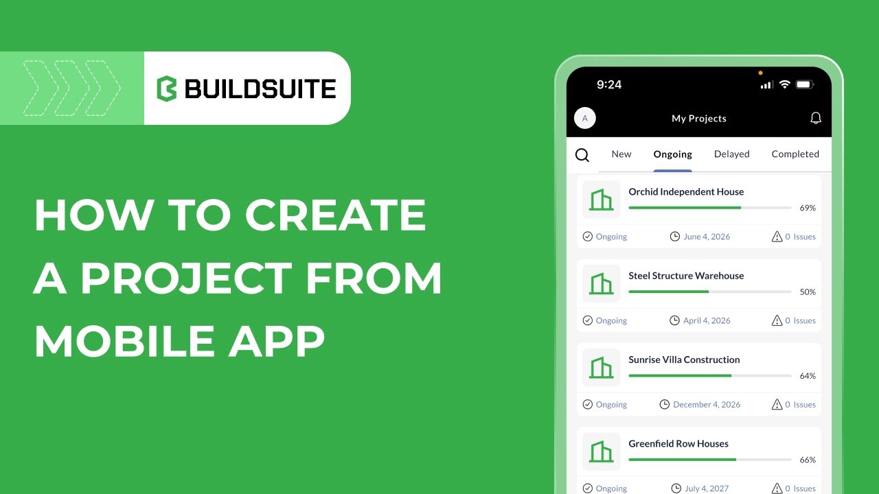 How to create a project from the mobile app | BuildSuite Project Management