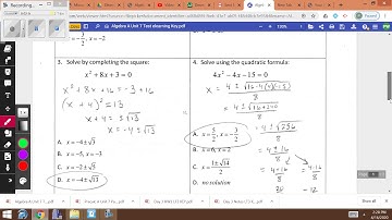Algebra A Unit 7 Test Key Video