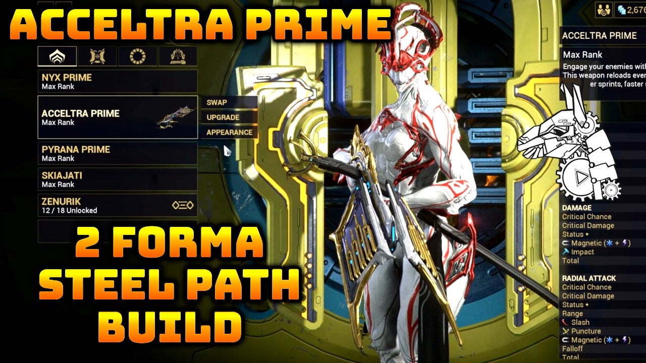 WARFRAME - Acceltra Prime 2 Forma Build - Steel Path - YouTube