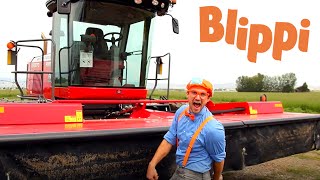 Blippi Explores A Swather | Construction Trucks For Kids | Tractors And Trucks For Children