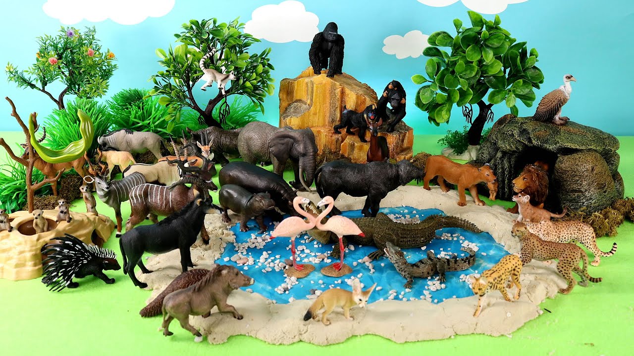Waterhole Diorama for African Safari Animal Figurines - YouTube