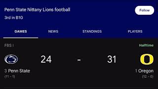 Big 10 football championship game Penn State Nittany Lions vs Oregon Ducks halftime report