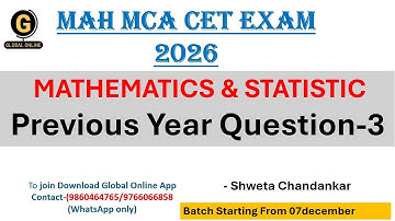 MAH MCA CET Exam 2026| Mathematics& statistic | PYQ MCQ |Previous year Questions3By ShwetaChandankar