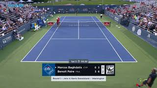 Benoit Paire - 3 rackets in 3 minutes (and a point penalty) at Citi Open 2018 in Washington