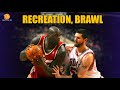 Former Laker Shaq, Brad Miller recreate brawl phot