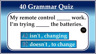 40 Grammar Mixed Quiz | English Grammar test | English All Tenses Mixed Quiz | No.1 Quality English