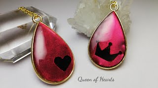 【UVレジン】メタリックミラーパウダー#14でハートのクイーンペンダント♥️♠︎♣︎♦︎resin accessory/Queen of Heart