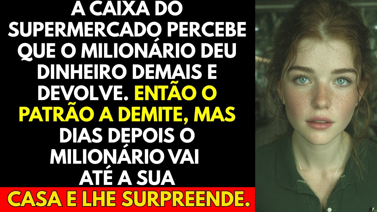 A caixa do supermercado percebe que o milionário deu dinheiro demais e devolve. Então o patrão a...