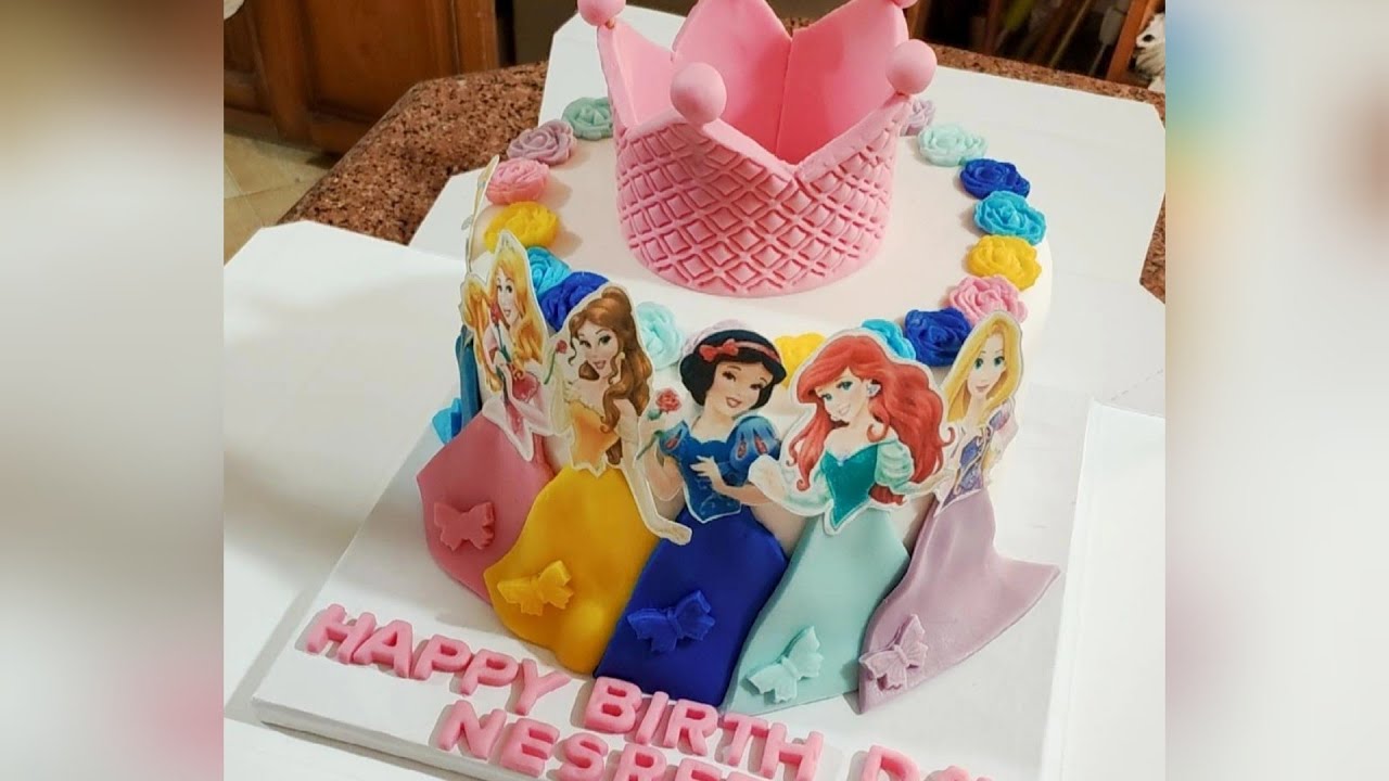 disney princess cake💕 كيك اميرات ديزني كيك بشكل جديد وستايل جديد بنوتك هتحبه جدا
