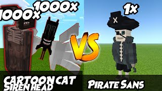 Pirate Sans Vs Cartoon cat ex and Siren head(EPIC BATTLE)