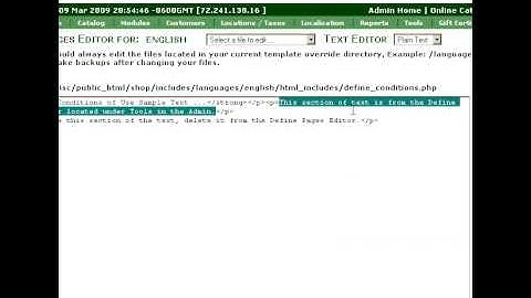 Zen Cart - Define Pages Editor